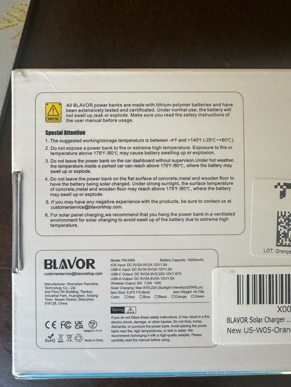 Blavor Solar Power Bank with Wireless Charging - Black & Orange NWT - Picture 5 of 10